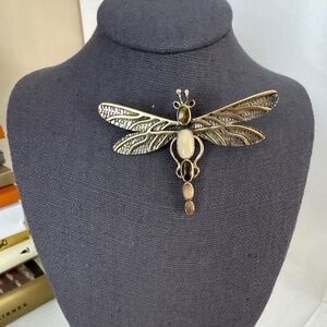 Multi gem sterling silver dragonfly pendant brooch